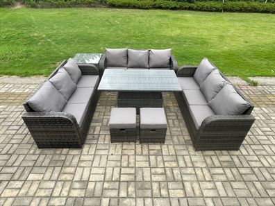 Fimous Patio Garten Dining Set Rattan Möbel Lounge Sofa mit Beistelltisch Kleine Fußh