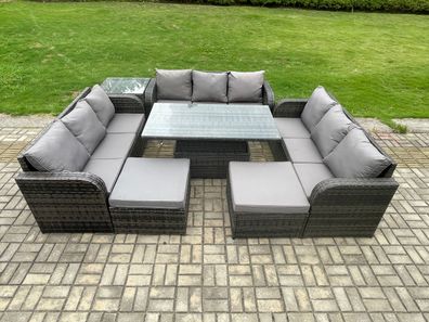 Fimous 11-Sitzer Garten Dining Sets Rattan Möbel Lounge Sofa mit Beistelltisch