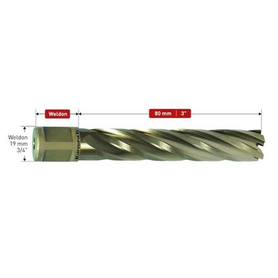 HSS Goldline Kernbohrer Schnittiefe 80mm Durchmesser 18mm
