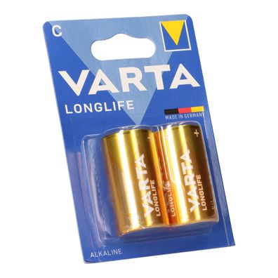 Varta Batterien C Baby, 2er Blister, Longlife, Alkaline, 1,5V, ideal für Fernbedie...