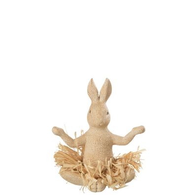 Kaninchen sitzender Yoga-Stein/ Harz, H 21 cm, natürlich, von J-Line