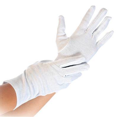 12 Paar Hygostar Baumwollhandschuh Blanc Handschuh gebleicht weiß - M/8