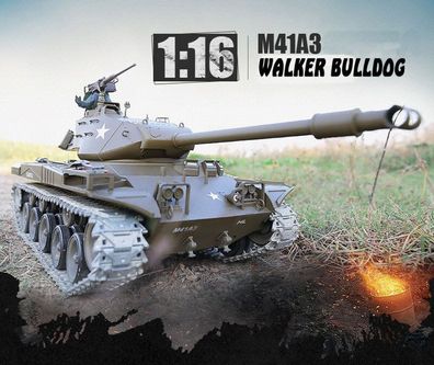 RC Panzer M41 A3 "WALKER Bulldog" Heng Long 1:16 mit R&S, Metallgetriebe und Metallke