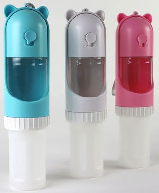 Haustier Trinkflasche to Go 250 ml - Pink mit Ersatzfutterbehälter