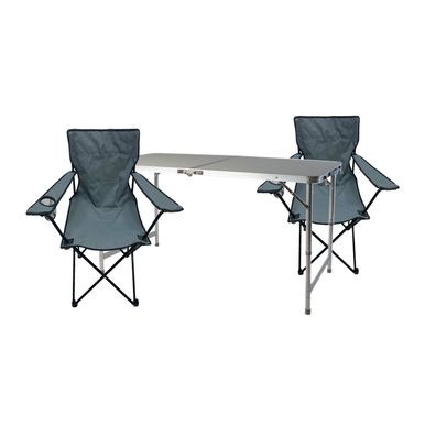 3-tlg. Schwarz Campingmöbel Set, Tisch mit Tragegriff und Stühle mit Tasche