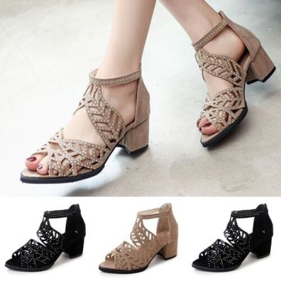 Damen Heeled Sandale Ausgeschnitten Frauen Kompfort Formell Peep Toe Schuhe