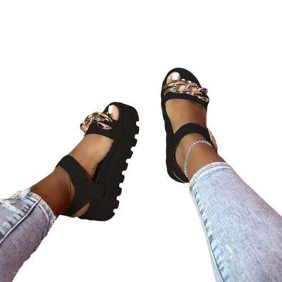 Frauen Sandalen Offener Zeh Schuhe Damen Leicht Taglich Fesselriemen Mode Urlaub