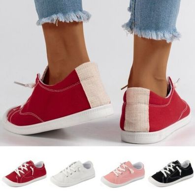 Damen Schuhe Atmungsaktiv Canvas-Sneaker Frauen Komfort Lauft Schlupfen Slipper