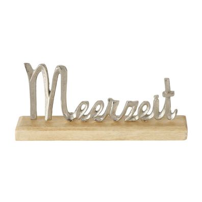 Schriftzug Meerzeit silber natur Metall L30cm Holz Buchstaben maritim Deko Küste