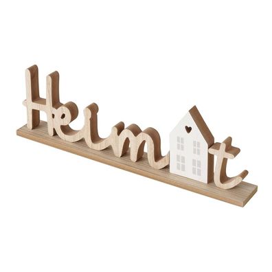 Schriftzug HEIMAT natur weiß aus Holz Dekoaufsteller mit Haus (Motiv 2)