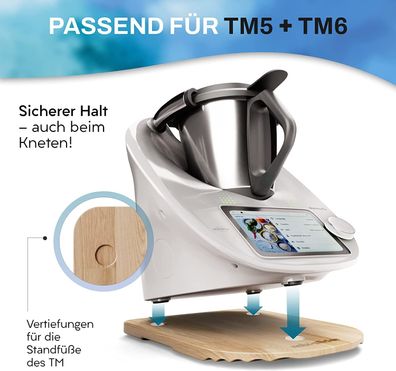 MIX-SLIDER – Gleitbrett für Thermomix TM5 & TM6, Rollbrett aus Massivholz Eiche + ...