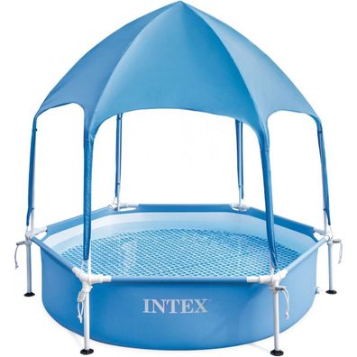 INTEX 28209NP - Metal Frame Pool mit Überdachung (183x38cm) Planschbecken Kinder