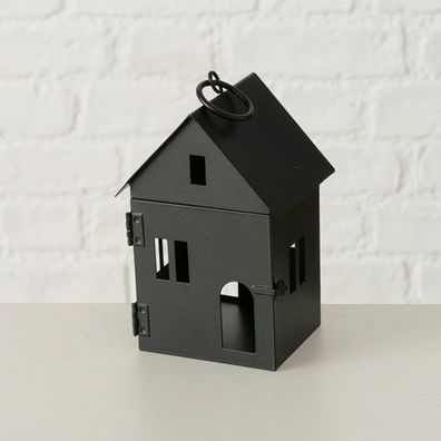 Laterne BLACK schwarz Haus aus Metall Lichterhaus Windlicht in Hausform - KLEIN