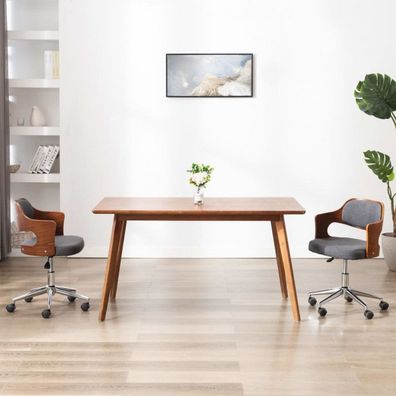 Drehbarer Bürostuhl Grau Bugholz und Stoff (Farbe: Grau)