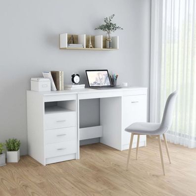 Schreibtisch Weiß 140 x 50 x 76 cm Spanplatte (Farbe: Weiß)