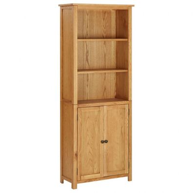Bücherregal mit 2 Türen 70x30x180 cm Massivholz Eiche (Farbe: Braun)
