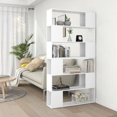 Bücherregal Raumteiler Weiß 100x24x188 cm (Farbe: Weiß)