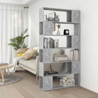 Bücherregal Raumteiler Betongrau 100x24x188 cm (Farbe: Grau)