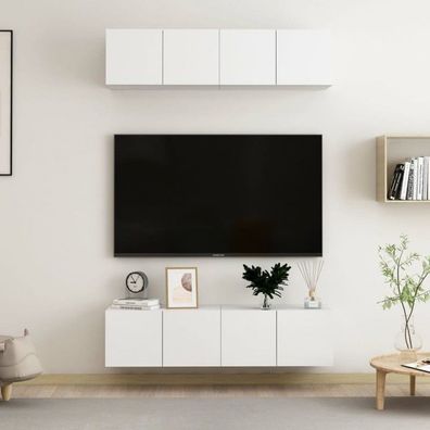 TV-Schränke 4 Stk. Weiß 60x30x30 cm Spanplatte (Farbe: Weiß)