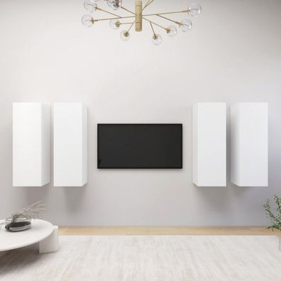 TV-Schränke 4 Stk. Weiß 30,5x30x90 cm Spanplatte (Farbe: Weiß)