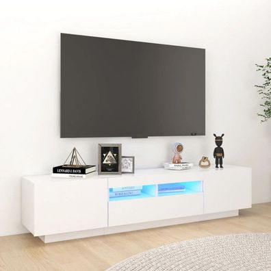 TV-Schrank mit LED-Leuchten Weiß 180x35x40 cm (Farbe: Weiß)
