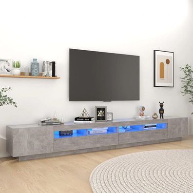 TV-Schrank mit LED-Leuchten Betongrau 300x35x40 cm (Farbe: Grau)