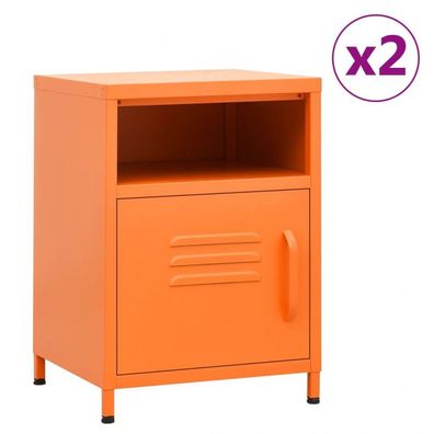 Nachttische 2 Stk. Orange 35x35x51 cm Stahl (Farbe: Orange)