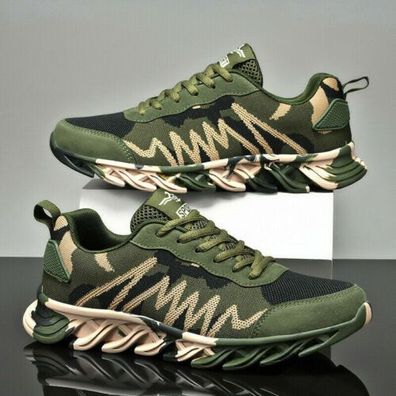 Herren Damenschuhe Camouflage Army Green Athletic Sports Casual Running Sneakers