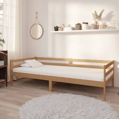 Tagesbett mit Matratze 90x200 cm Honigbraun Massivholz Kiefer (Farbe: Braun)