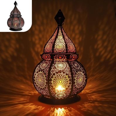 Gadgy Orientalische Lampe Metall | Marokkanisches Windlicht mit Schatteneffekt