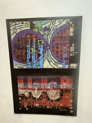 Leinwanddruck, gerahmt, Friedensreich Hundertwasser 100x70cm , Berühmtes Gemälde