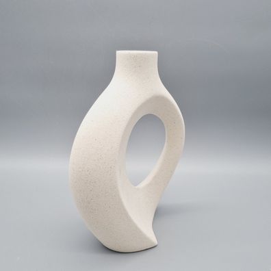 Vase Weiß Matt, Keramik Vase Für Pampasgras, Vase Mit Loch Weiss Boho - Kingbar
