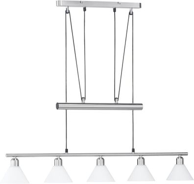 Lampe Pendelleuchte -Balkenpendel, E14, L.: 102cm, Nickel matt, Glas opal