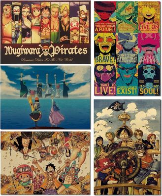 Poster set , One Piece Wanted Poster - Anime Poster 5 STÜCK (Gr. Mittel)
