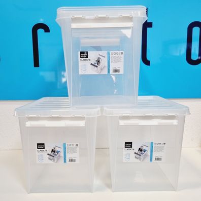 Plastikbox SmartStore Aufbewahrungsbox mit Deckel groß 25 L – transparent (Gr. Groß)
