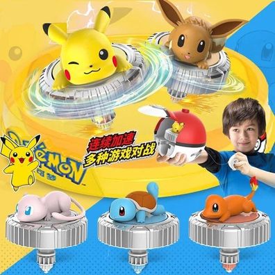 Pokemon Kampf Spielzeug mit Drehung mit Mew, Schiggy, Glumanda, Pikachu, Evoli