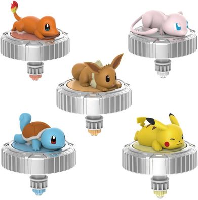 Coole Pokemon Kampf Spielzeug mit Drehung mit Schiggy, Glumanda, Pikachu, Evoli, Mew