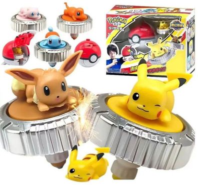 Coole Pokemon Kampf Spielzeug mit Drehung mit Evoli, Mew, Schiggy, Glumanda, Pikachu