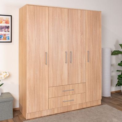 Drehtürenschrank / Kleiderschrank Sidonia 06, Farbe: Eiche Braun - 200 x 164 x 5