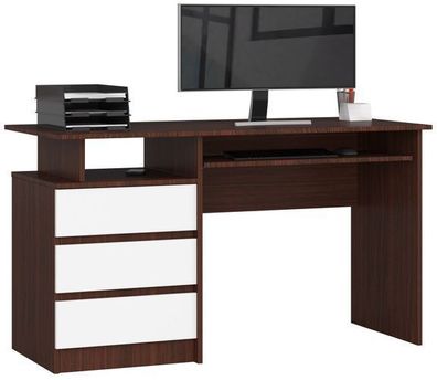 PC-Schreibtisch AKORD CLP in der Farbe Wenge Front Weiß B135 x H77 x T60 cm