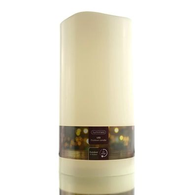 Lumineo Riesen LED-Kerze Cremeweiß Ø 12,5 cm 25 cm - Kunststoff