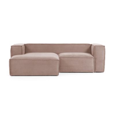 Sofa Blok 2-Sitzer mit Longchair links rosa 240 cm