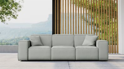Gartensofa Loungesofa Sofa 3-Sitzer SUMMER wetterfester Stoff NXL Hellgrau