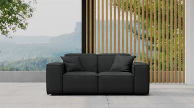 Gartensofa Loungesofa Sofa 2-Sitzer SUMMER wetterfester Stoff NXL Schwarz
