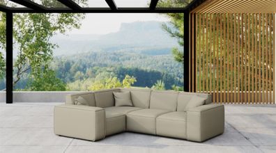 Garten Ecksofa SUMMER wetterfester Stoff NXL Toffee kurzer Schenkel Links