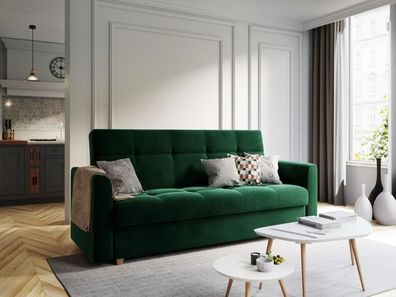 BETTSO Steppsofa Sofa Couch Schlafsofa mit Schlaffunktion NOTTE Grün Dunkelgrün