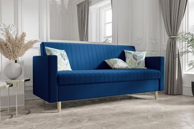 BETTSO Elegantes Sofa mit Schlaffunktion ELIS Blau Marineblau Dunkelblau