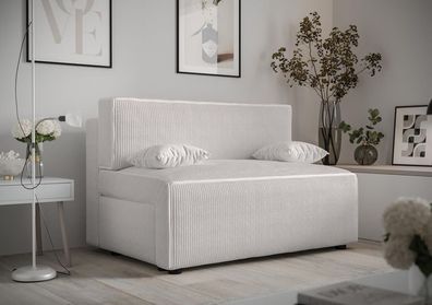 BETTSO Sofa Couch Schlafsofa Polstersofa Kordsofa mit Schlaffunktion CORDU Weiß