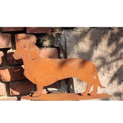 Hund | Edelrost Dackel Waldi | Tierfigur aus rostigen Metall, H25 bzw. 37,5cm,