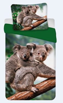 Bettwäsche Set mit Koala 135 x 200 cm 80 x 80 cm 100% Baumwolle